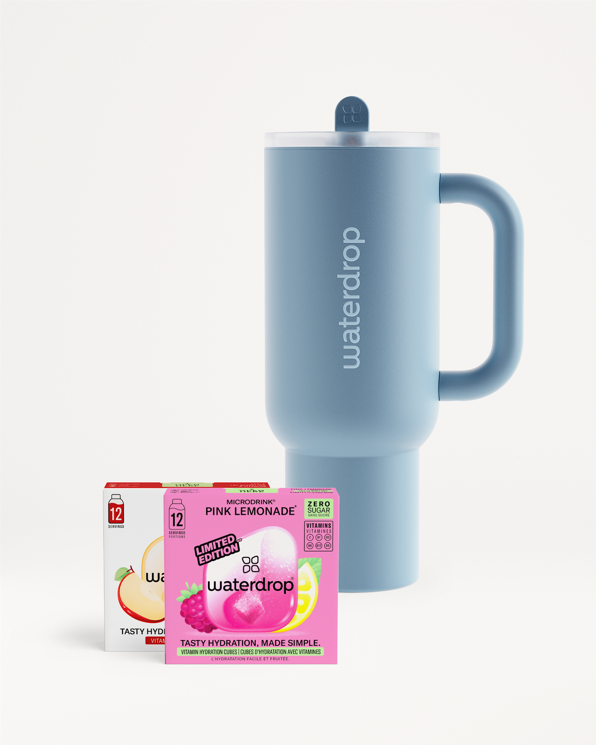 Apple Lemonade Explorer Set with Waterdrop mug and Microdrink boxes.