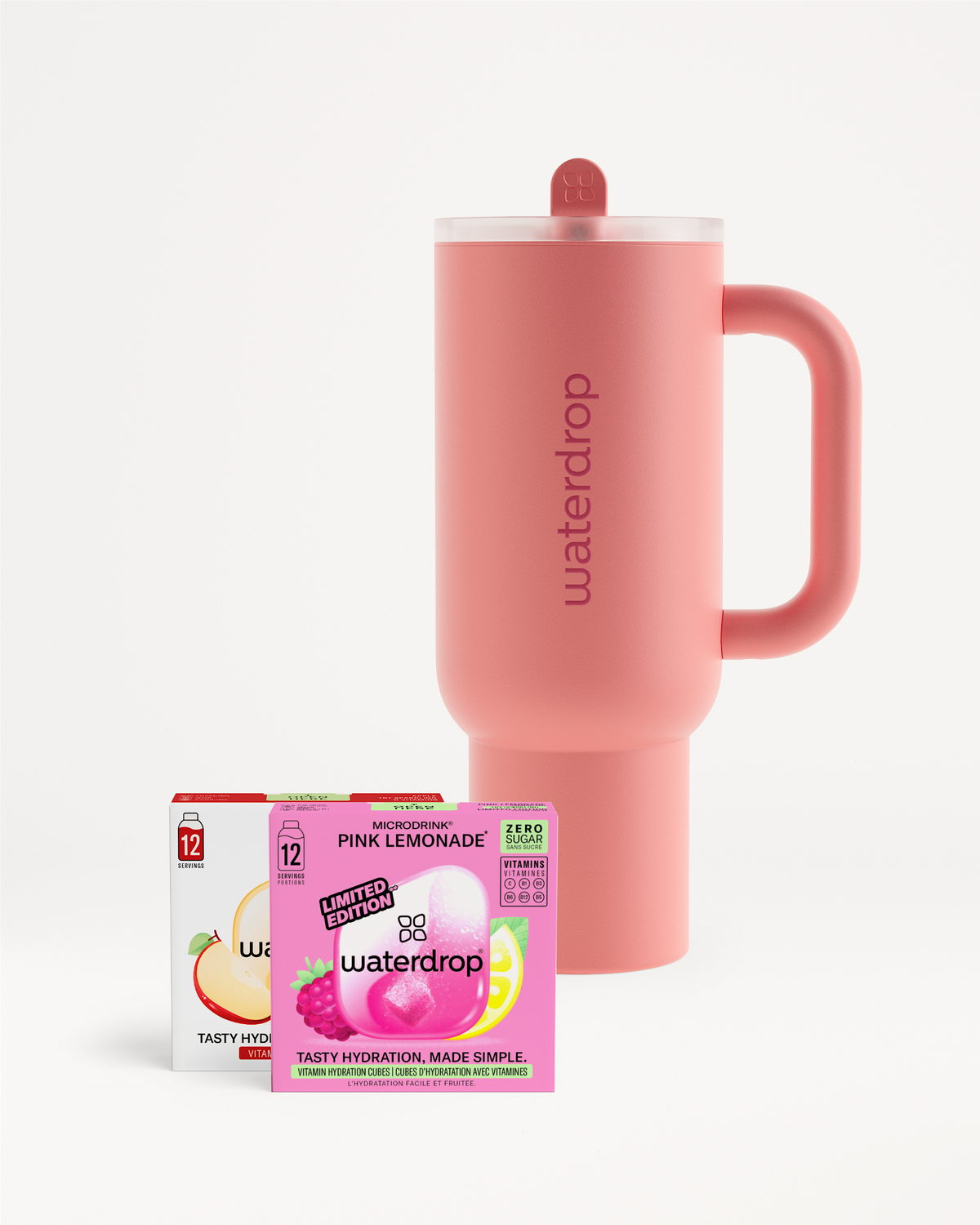 Apple Lemonade Explorer Set with travel mug and microdrink cubes.