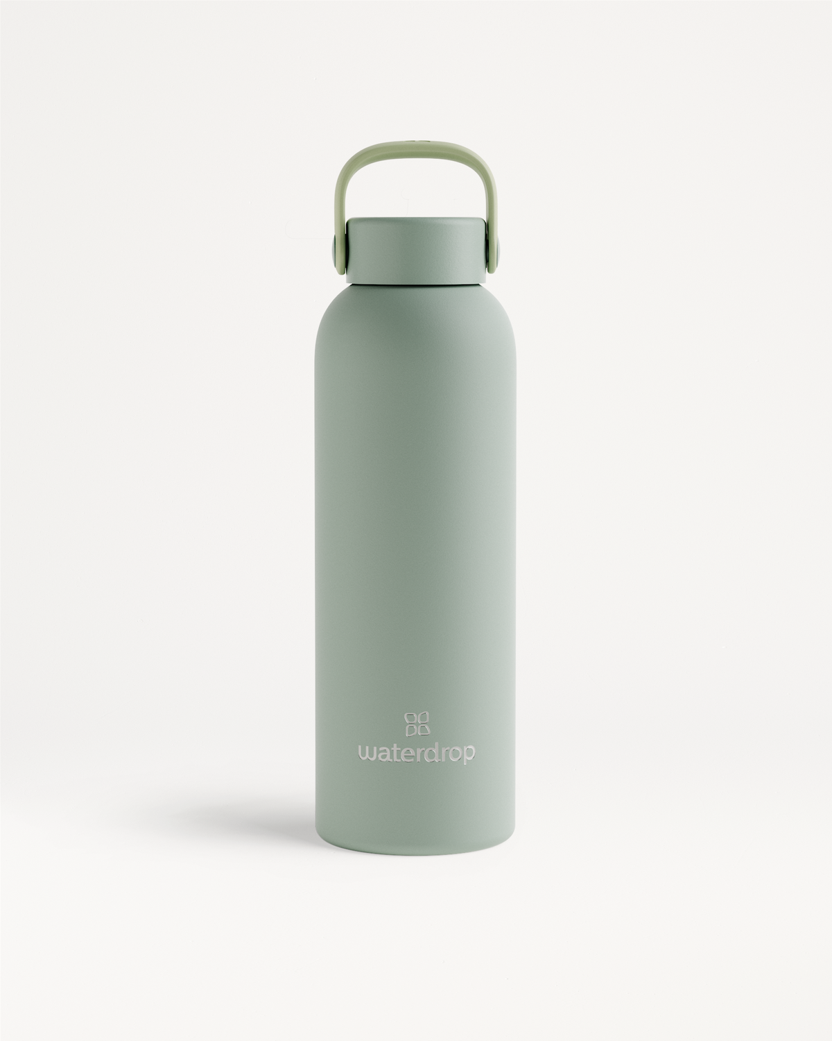 Thermo Steel Bottle · Carry Cap, sage-green, 600ml, waterdrop® branded.